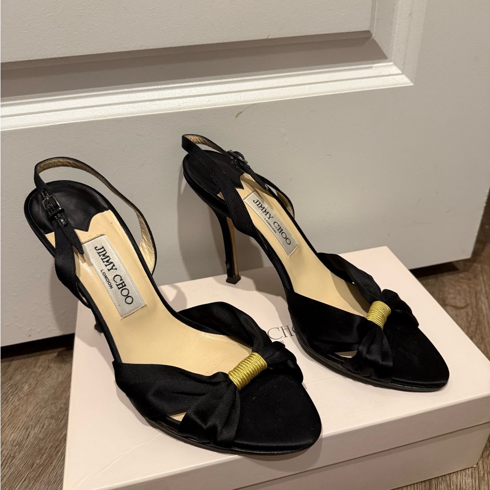 Jimmy Choo Black Heels with Gold Accent